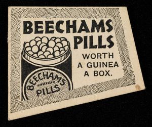 1859년 8월 "Beechams Pills: Worth a guinea a box" 슬로건