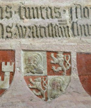 브로츠와프의 문장 (Civitas Wratislaviensis라고 쓰여 있음). 라우프 성 소장, 1360년경 제작 추정.