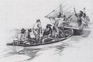 브레킨리지 일행이 더 큰 배를 납치하는 모습