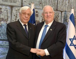 2016년 3월 그리스의 프로코피스 파블로풀로스 대통령과 이스라엘의 레우벤 리블린 대통령