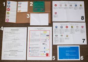 남아메리카의 이탈리아 유권자에게 보내진 선거 우편물