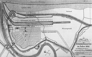 1831년 브레머하펜의 항구와 도시 계획도