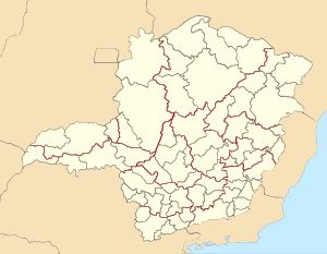 미나스제라이스주의 13개 중간 지리구역. 붉은 선으로 구분되어 있으며, 그 안에는 검은 선으로 구분된 소규모 지리구역이 있다.