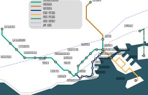 고베 시영 지하철의 노선도
