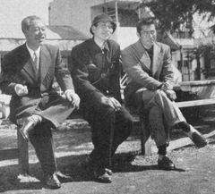 왼쪽부터 시무라, 구로사와 아키라, 미후네 도시로 (1953년)