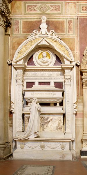 로시니의 최종 안식처, 피렌체 산타 크로체 성당; 조각가 주세페 카시오리(1900)