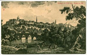 G. Sergeevich가 그린 1796년 카자르 왕조 시대의 예레반. 왼쪽에 아르메니아 교회, 오른쪽에 페르시아 모스크가 보입니다.