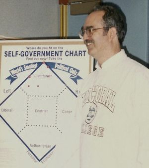 1996년 놀런 차트 버전을 가지고 있는 데이비드 놀런(David Nolan). 자치 정부 옹호자(Advocates for Self-Government)에서 배포