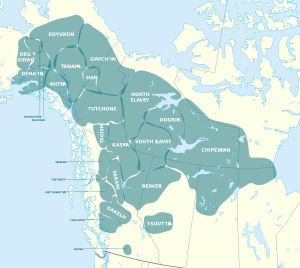 사투(여기서는 "북 슬레이비"로 표기됨), 틀리초("도그리브"), 그위친 등을 포함한 다양한 데네 하위 집단