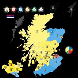2022년 스코틀랜드 지방 선거 결과 (빨간색은 노동당을 나타냄)