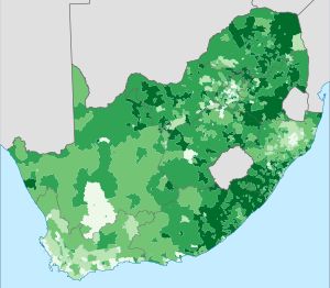 2014년 선거에서 지역별 아프리카 민족회의 득표율