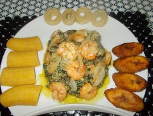 고기, 대구, 새우를 곁들인 은돌레