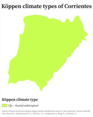 코리엔테스주의 쾨펜 기후 지도