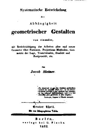 《기하학적 형태의 상호 의존에 대한 체계적 전개》 표지
