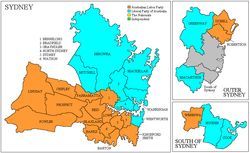 정치적으로 독립적인 호주 선거위원회가 작성한 2007년 시드니 지역 선거구