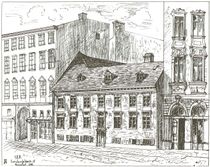 1890년에 철거된 요한 2세의 생가. 루드비히 베크만의 잉크 그림.