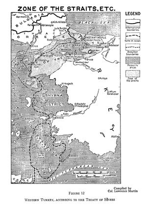 1920년 서부 터키 지도, 세브르 조약의 해협 지대 표시