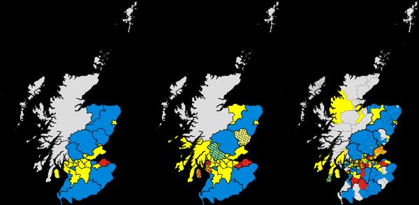 2017년 스코틀랜드 지방 선거 결과(파란색은 보수당을 나타냄)