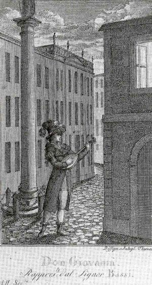 1787년, 루이지 바시(Luigi Bassi)는 모차르트의 오페라에서 돈 조반니 역을 맡아 만돌린을 연주하며 여인에게 세레나데를 불렀다.