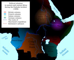 1898년 파쇼다 사건 당시의 중앙 및 동아프리카