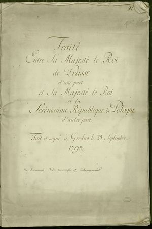 1793년 체결된 프로이센과 폴란드 간의 흐로드나 조약(프랑스어)