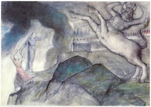 윌리엄 블레이크의 미노타우로스 이미지. 단테의 『지옥』 제12곡 12-28행을 삽화로 표현한 것