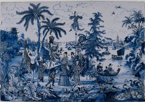 17세기 델프트 도자기 명판, 중국풍 장식