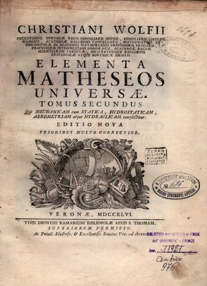 Elementa matheseos universae, 1746