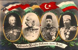 중앙 동맹국의 군주들. 왼쪽부터 빌헬름 2세, 프란츠 요제프 1세, 메흐메트 5세, 페르디난트