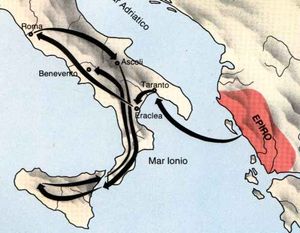 피로스 왕의 진로.