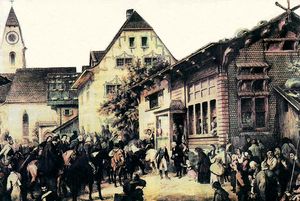 안드레이 안드레예비치 포포프(Andrei Andreyevich Popov)(1896)의 그림, '스위스 사람들에게 작별을 고하는 수보로프'