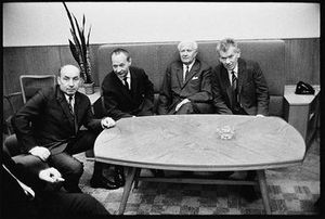 1968년 프라하의 봄의 주요 주동자들 (왼쪽부터) 올드리히 체르니크, 알렉산데르 두브체크, 루드비크 스보보다, 요세프 스므르코프스키