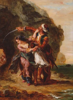 바이런의 작품을 묘사한 외젠 들라크루아의 1857년 그림 아비도스의 신부 또는 세림과 줄레이카