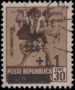 이탈리아 사회 공화국이 발행한 우표에 유고슬라비아 해방 관련 덧찍음이 있다.