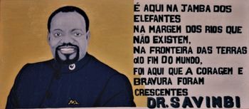 앙골라 남동부에 위치한 UNITA 본부, 잠바에 있는 사빔비를 보여주는 선전 간판.