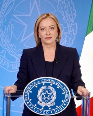 2022년 기자회견 중 멜로니