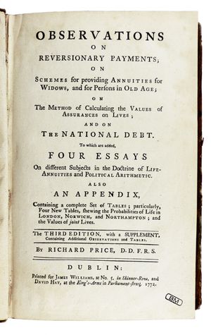 사망급부에 관한 관찰, 1772