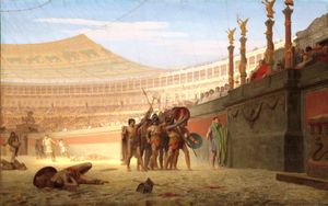 "Ave Caesar Morituri te Salutant"황제에게 경의를 표하는 검투사들.장 레옹 제롬의 그림, 1859년