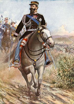 비토리오 에마누엘레 2세가 크림 전쟁을 위한 군대를 사열하다.