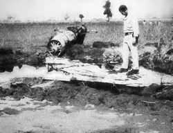 이스마일리아 전투 중 운하 서쪽 둑에서 격추된 이스라엘 미라지