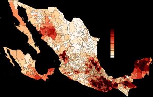 2020년 멕시코 각 지자체의 멕시코 원주민 비율