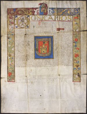 카를 5세가 발행한 칙령으로, 틀라스칼라에 문장을 수여하고 "충성스러운 도시"라는 칭호를 부여했다. 이는 "해당 지방의 귀족들과 마을들이 우리를 위해 수행한 공적"에 대한 보상으로, 황제가 뉴 스페인 도시들에 부여한 3개의 칭호 중 하나였다.