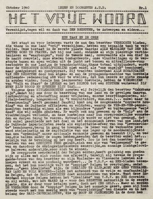 Het Vrije Woord, 전형적인 네덜란드어 지하 신문