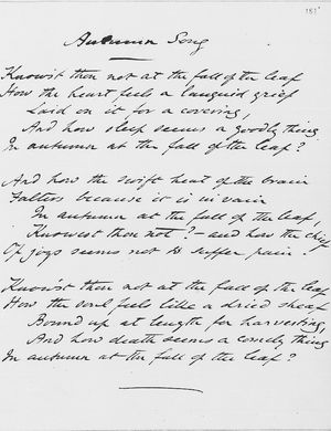 로세티의 가을 노래 원고, 1848년, 애슐리 도서관