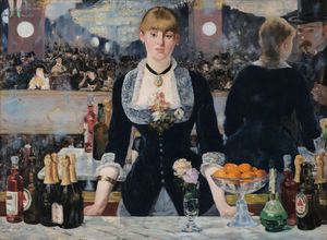 에두아르 마네(Édouard Manet)의 "폴리 베르제르의 바(Un bar aux Folies Bergère)", 1882년 완성. 샤브리에 사후 그의 소장품에서 팔린 작품 중 하나이다.