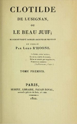 발자크, Clotilde de Lusignan (1822).