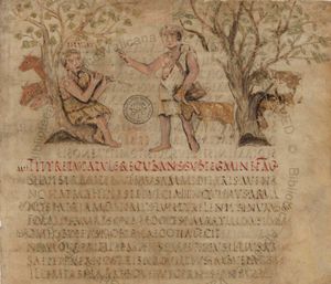 5세기에 쓰여진 『베르길리우스 로마누스』에 수록된 『목가』의 첫 페이지