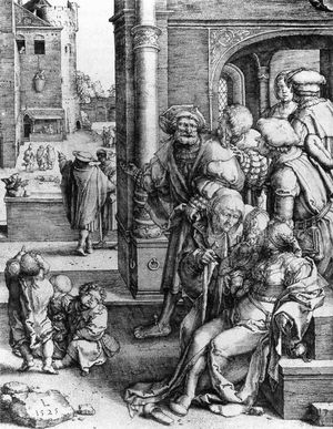 바구니 속의 베르길리우스, 루카스 판 레이던(Lucas van Leyden), 1525년