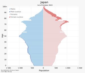 일본 인구 피라미드 (2023년)
