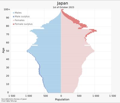 일본 인구 피라미드 (2023년)